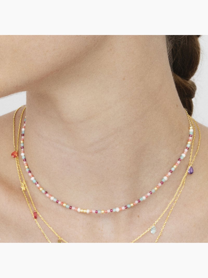 Collier Luxenter en argent 925 avec quartz hydrothermal orange et plaqué or 18k - Asvorg Multicolore - Kiabi