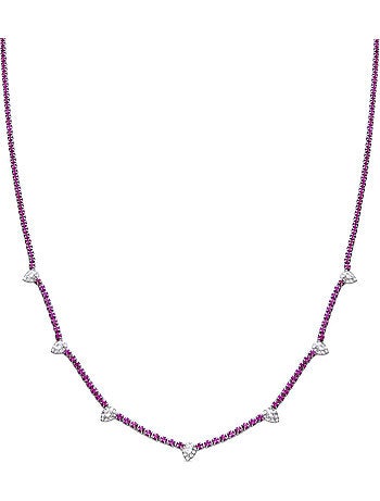 Collier Luxenter en argent 925 avec rubis zirconiques rhodiés - Silbil