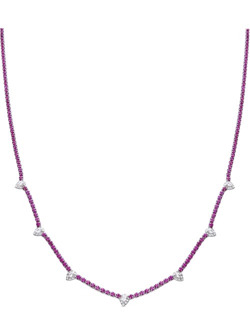 Collier Luxenter en argent 925 avec rubis zirconiques rhodiés - Silbil - Kiabi