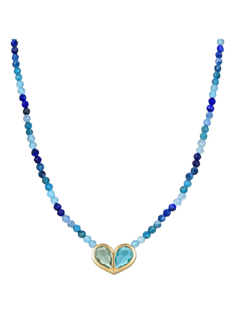 Collier Luxenter en argent 925 avec zircon aigue-marine et or jaune 18 carats - Nosty Bleu - Kiabi