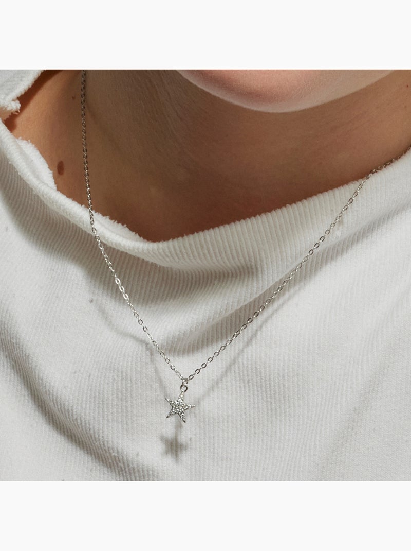 Collier Luxenter en argent 925 avec zircon brillant rhodié - Leilda Argent - Kiabi