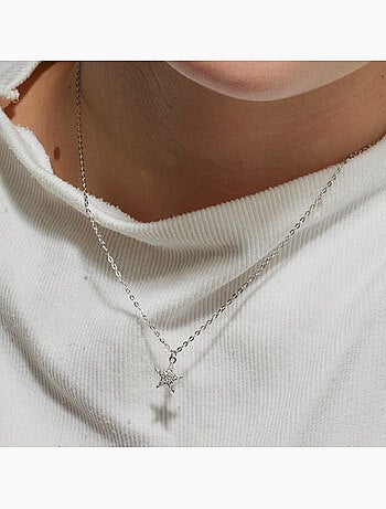 Collier Luxenter en argent 925 avec zircon brillant rhodié - Leilda