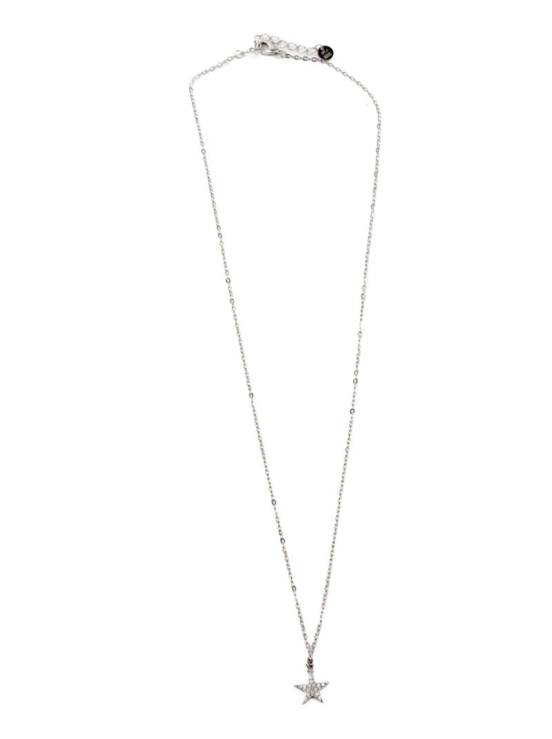Collier Luxenter en argent 925 avec zircon brillant rhodié - Leilda Blanc - Kiabi