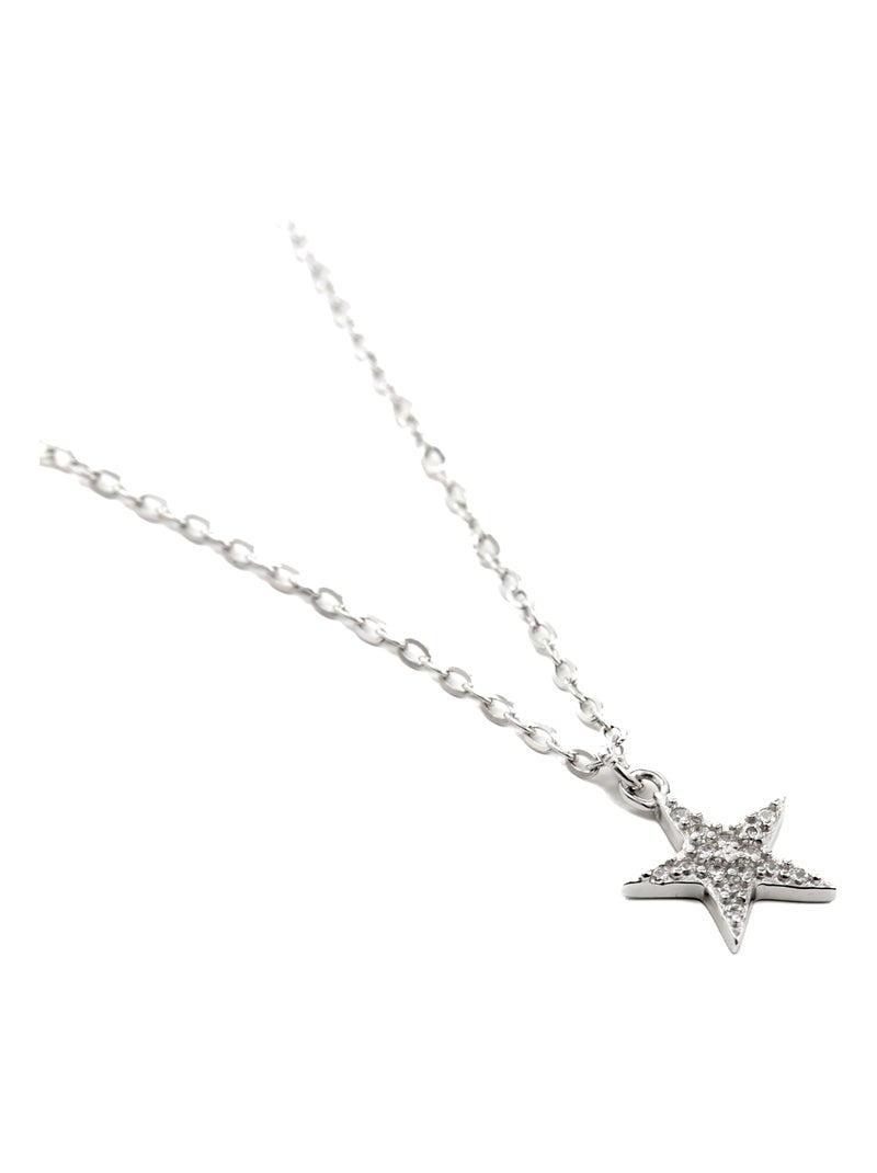 Collier Luxenter en argent 925 avec zircon brillant rhodié - Leilda Blanc - Kiabi