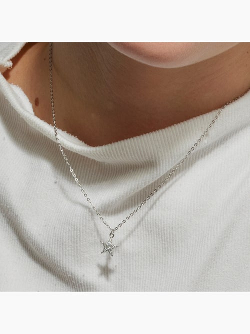 Collier Luxenter en argent 925 avec zircon brillant rhodié - Leilda - Kiabi