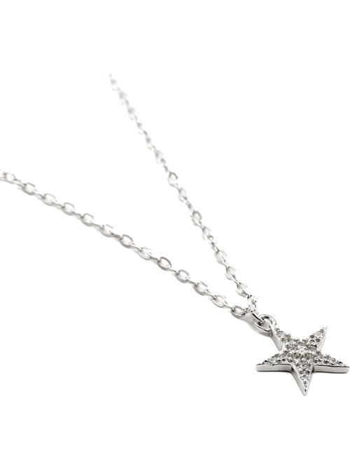 Collier Luxenter en argent 925 avec zircon brillant rhodié - Leilda - Kiabi