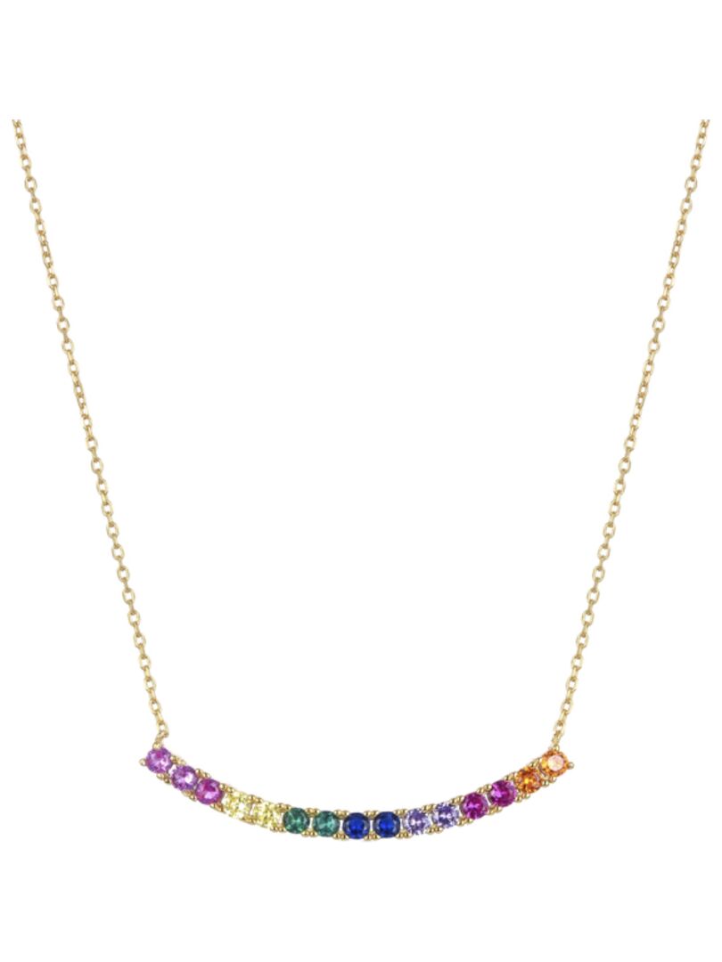 Collier Luxenter en argent 925 avec zircon multicolore et finition en or jaune 18K - Kraes Multicolore - Kiabi