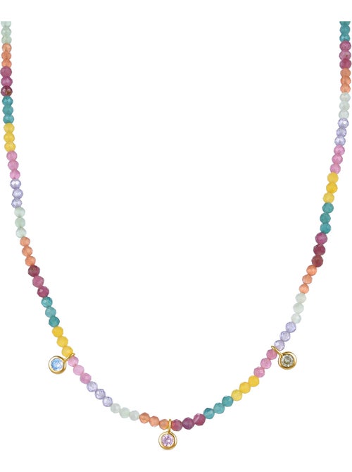Collier Luxenter en argent 925 avec zircon multicolore et finition en or jaune 18K - Ruane - Kiabi