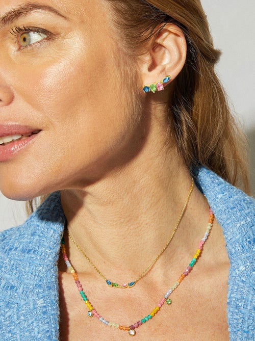 Collier Luxenter en argent 925 avec zircon multicolore et finition en or jaune 18K - Ruane - Kiabi