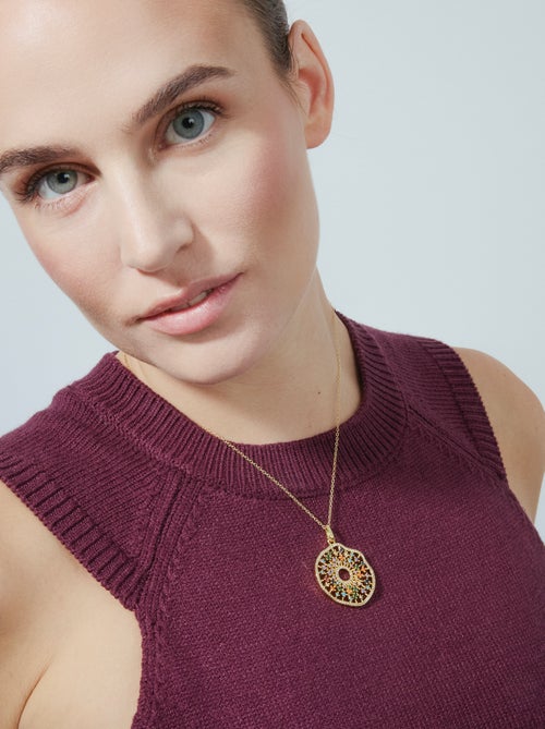 Collier Luxenter en argent 925 avec zircon multicolore et finition et plaqué or 18k - Xodoa - Kiabi