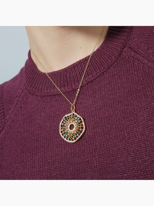 Collier Luxenter en argent 925 avec zircon multicolore et finition et plaqué or 18k - Xodoa - Kiabi
