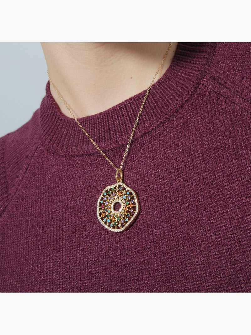 Collier Luxenter en argent 925 avec zircon multicolore et finition et plaqué or 18k - Xodoa Multicolore - Kiabi