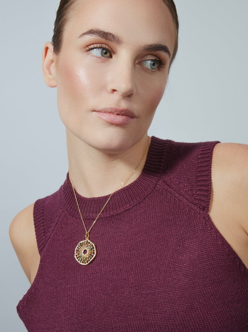 Collier Luxenter en argent 925 avec zircon multicolore et finition et plaqué or 18k - Xodoa Multicolore - Kiabi