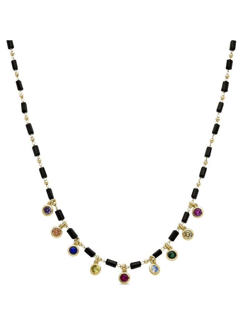 Collier Luxenter en argent 925 avec zircon multicolore et finition plaqué or jaune 18K - Vusak Multicolore - Kiabi