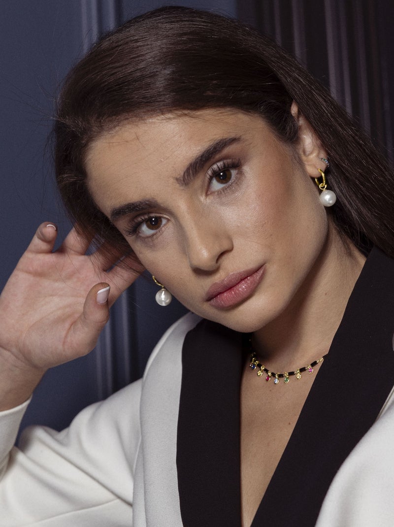 Collier Luxenter en argent 925 avec zircon multicolore et finition plaqué or jaune 18K - Vusak Multicolore - Kiabi