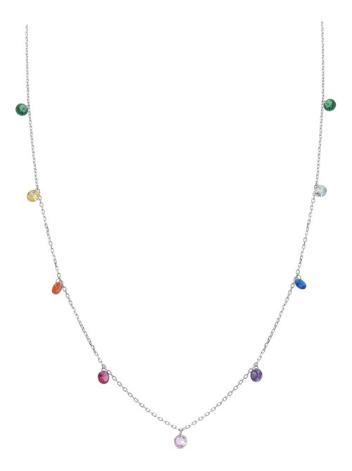 Collier Luxenter en argent 925 avec zircon multicolore plaqué rhodium - Rolcon - Kiabi