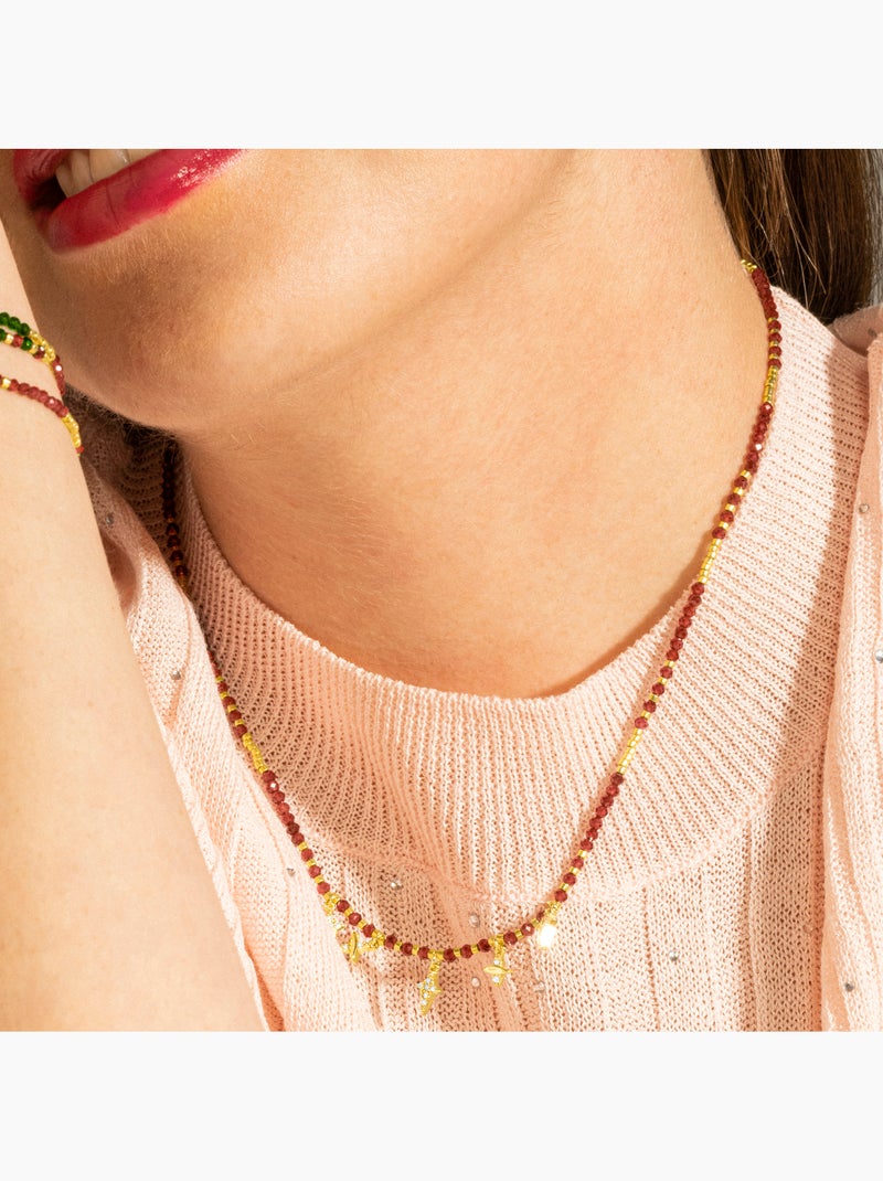 Collier Luxenter en argent 925 avec zircon plaqué or 18k - Paila Blanc - Kiabi