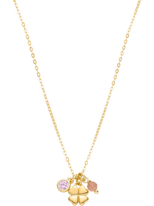 Collier Luxenter en argent 925 avec zircon rose et finition et plaqué or 18k - Douala - Kiabi