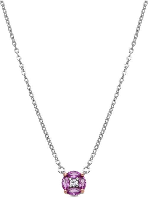 Collier Luxenter en argent 925 avec zircon rose rhodié - Siankho - Kiabi