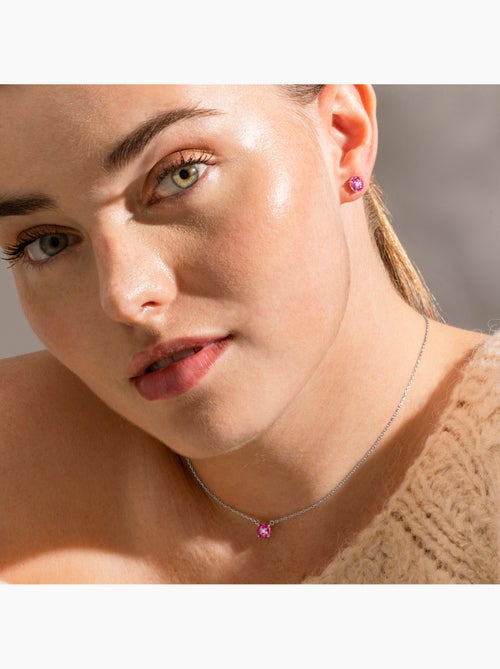 Collier Luxenter en argent 925 avec zircon rose rhodié - Siankho - Kiabi