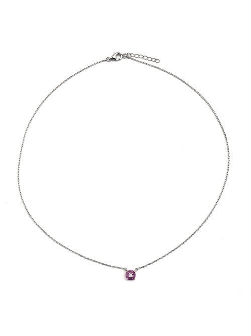 Collier Luxenter en argent 925 avec zircon rose rhodié - Siankho - Kiabi