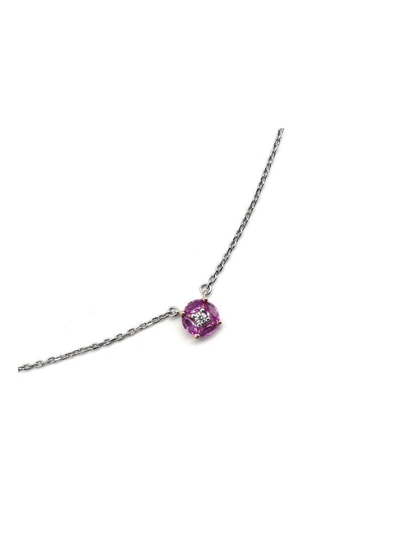 Collier Luxenter en argent 925 avec zircon rose rhodié - Siankho Rose - Kiabi