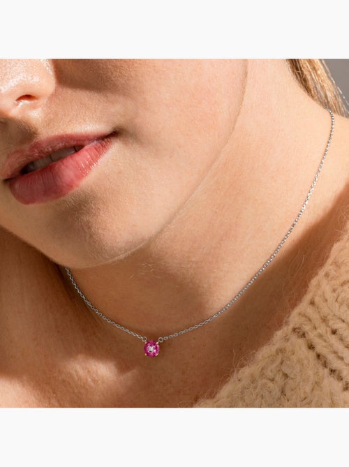 Collier Luxenter en argent 925 avec zircon rose rhodié - Siankho - Kiabi