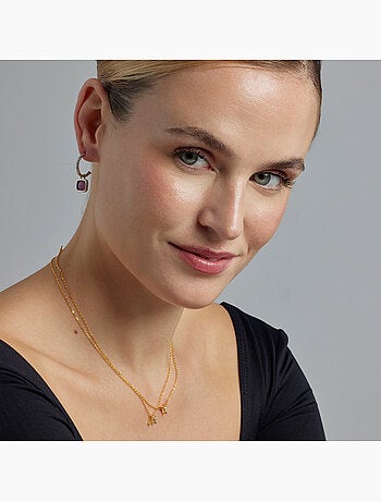 Collier Luxenter en argent 925 avec zircone multicolore et finition en or jaune 18 k - Alphabet