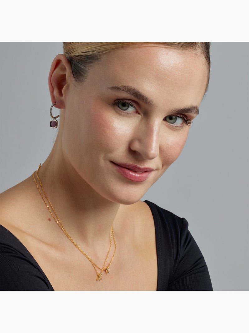 Collier Luxenter en argent  925 avec zircone multicolore et finition en or jaune 18 k - Alphabet Multicolore - Kiabi