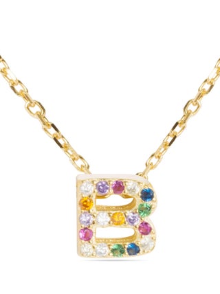 Collier Luxenter en argent 925 avec zircons multicolores finis en or jaune 18K - Alphabet