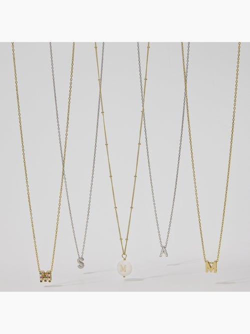 Collier Luxenter en argent 925 avec zircons multicolores finis et plaqué or 18k - Alphabet - Kiabi
