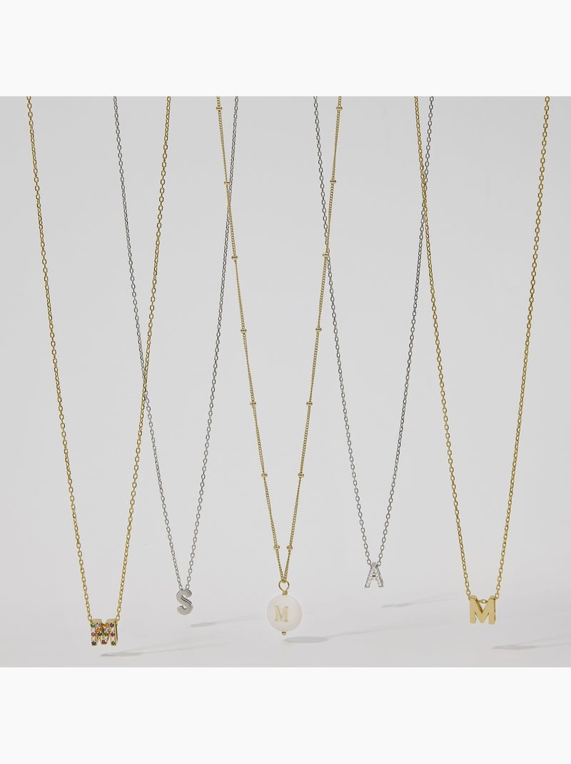 Collier Luxenter en argent 925 avec zircons multicolores finis et plaqué or 18k - Alphabet Multicolore - Kiabi