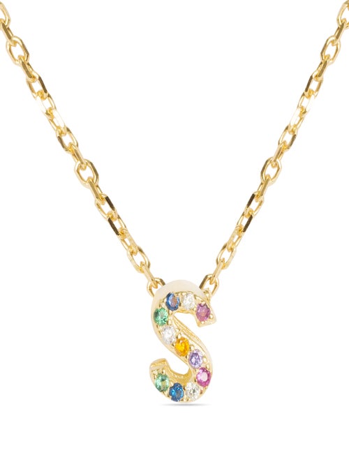 Collier Luxenter en argent 925 avec zircons multicolores finis et plaqué or 18k - Alphabet - Kiabi
