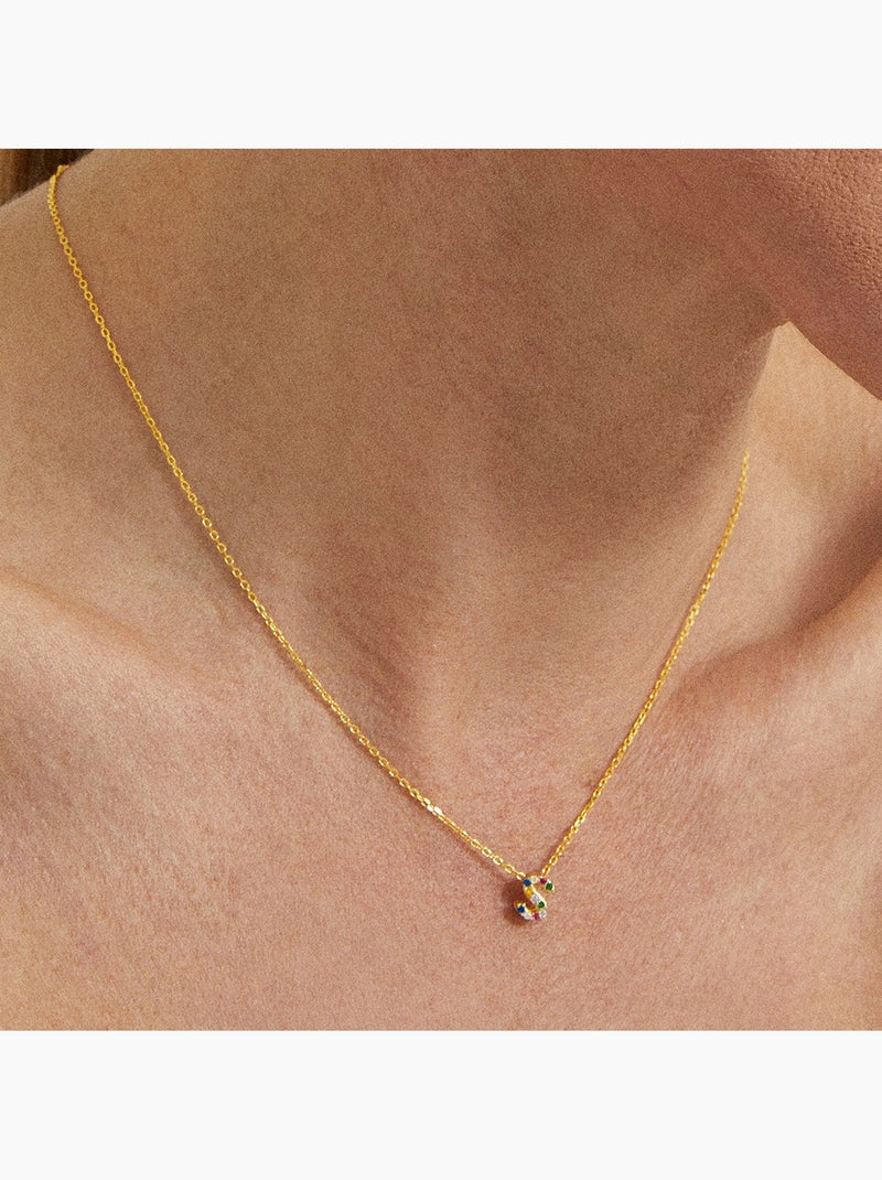 Collier Luxenter en argent 925 avec zircons multicolores finis et plaqué or 18k - Alphabet Multicolore - Kiabi