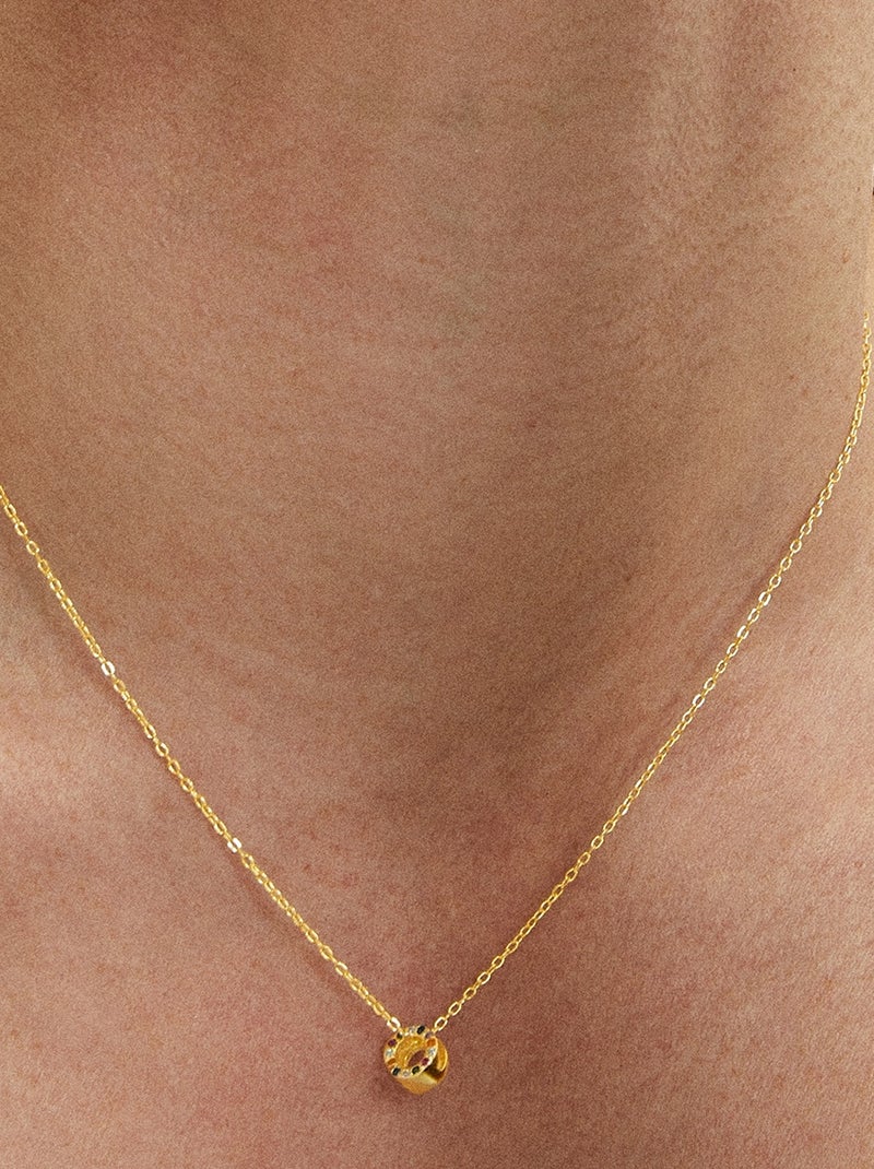 Collier Luxenter en argent 925 avec zircons multicolores finis et plaqué or 18k - Alphabet Multicolore - Kiabi