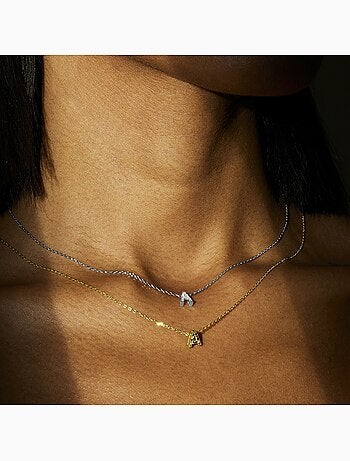 Collier Luxenter en argent 925 avec zircons multicolores finis et plaqué or 18k - Alphabet