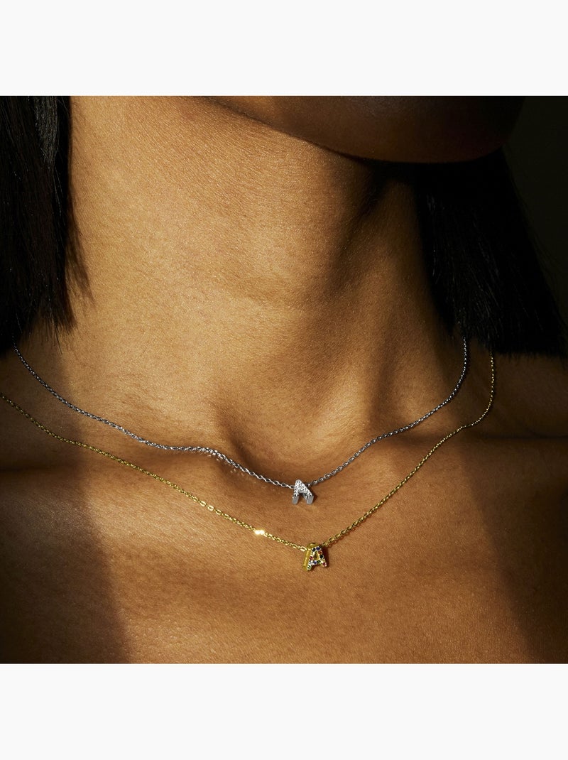 Collier Luxenter en argent 925 avec zircons multicolores finis et plaqué or 18k - Alphabet Multicolore - Kiabi