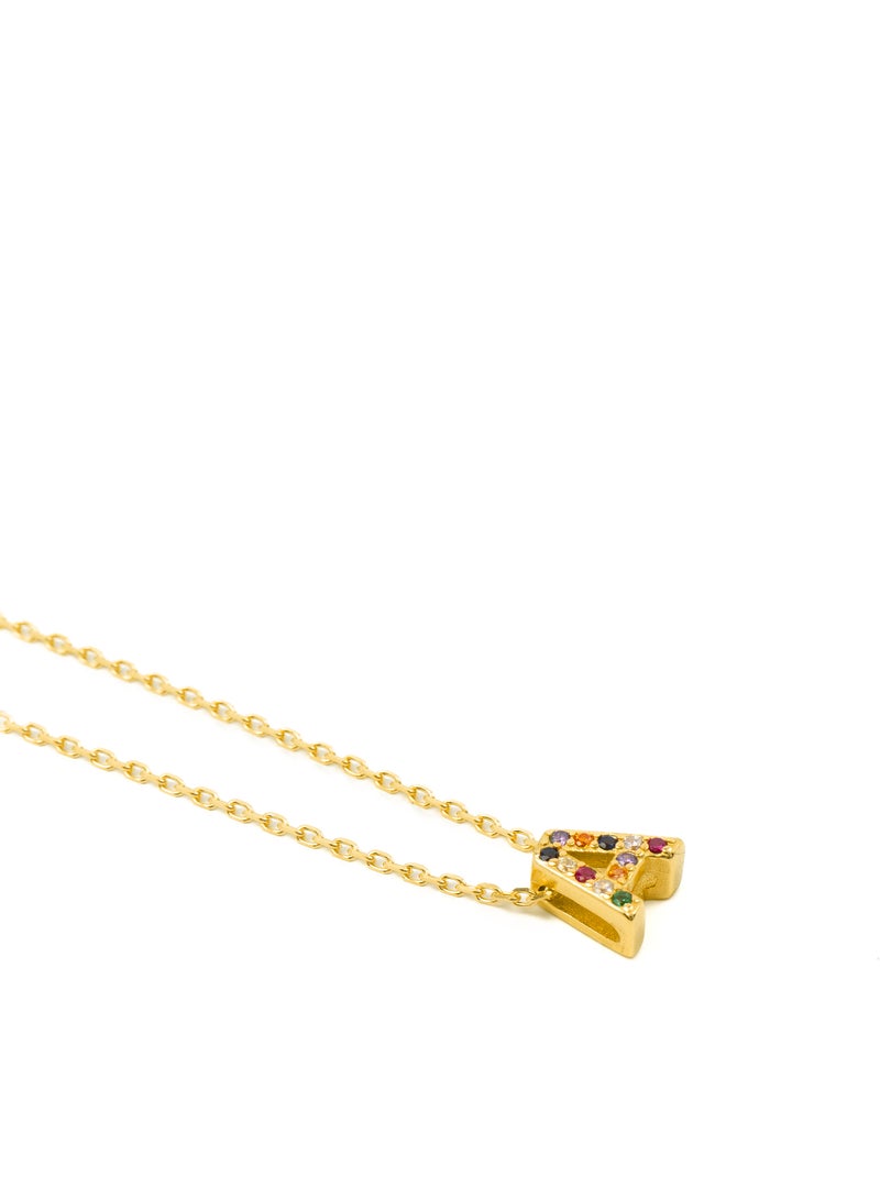 Collier Luxenter en argent 925 avec zircons multicolores finis et plaqué or 18k - Alphabet Multicolore - Kiabi
