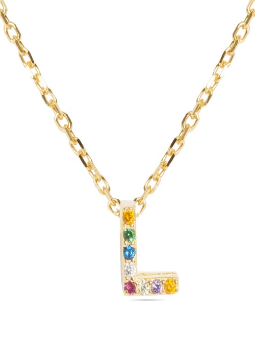 Collier Luxenter en argent 925 avec zircons multicolores finis et plaqué or 18k - Alphabet - Kiabi