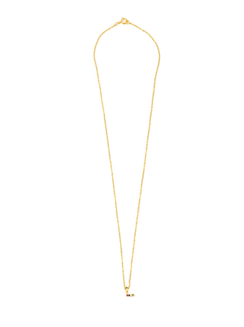 Collier Luxenter en argent 925 avec zircons multicolores finis et plaqué or 18k - Alphabet Multicolore - Kiabi