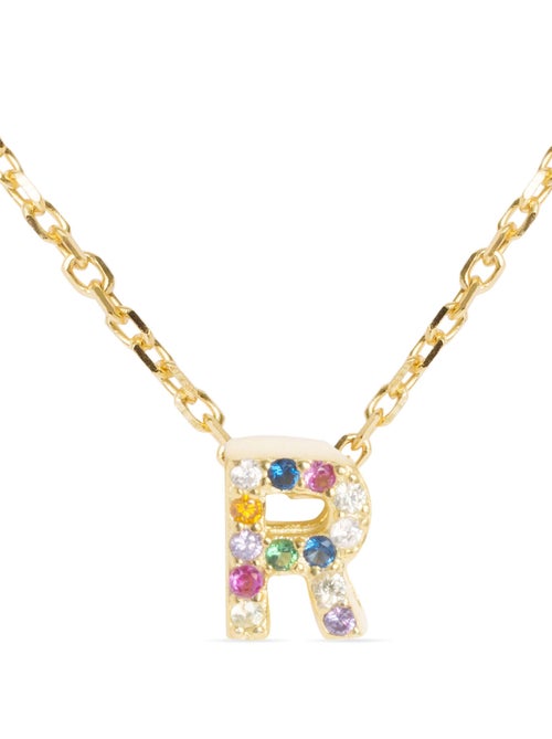 Collier Luxenter en argent 925 avec zircons multicolores finis et plaqué or 18k - Alphabet - Kiabi