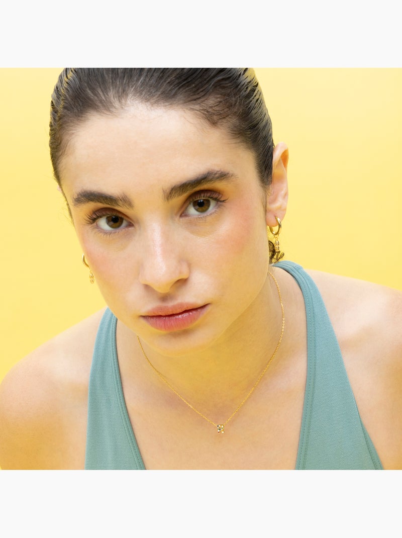 Collier Luxenter en argent 925 avec zircons multicolores finis et plaqué or 18k - Alphabet Multicolore - Kiabi