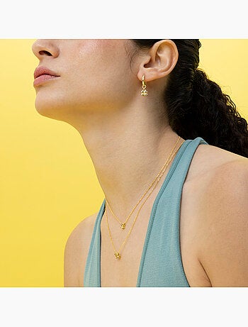 Collier Luxenter en argent 925 avec zircons multicolores finis et plaqué or 18k - Alphabet