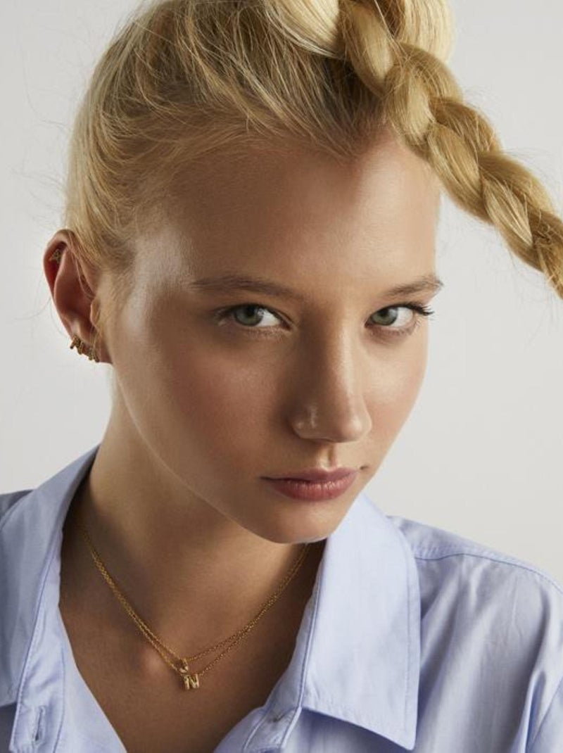 Collier Luxenter en argent 925 avec zircons multicolores finis et plaqué or 18k - Alphabet Multicolore - Kiabi