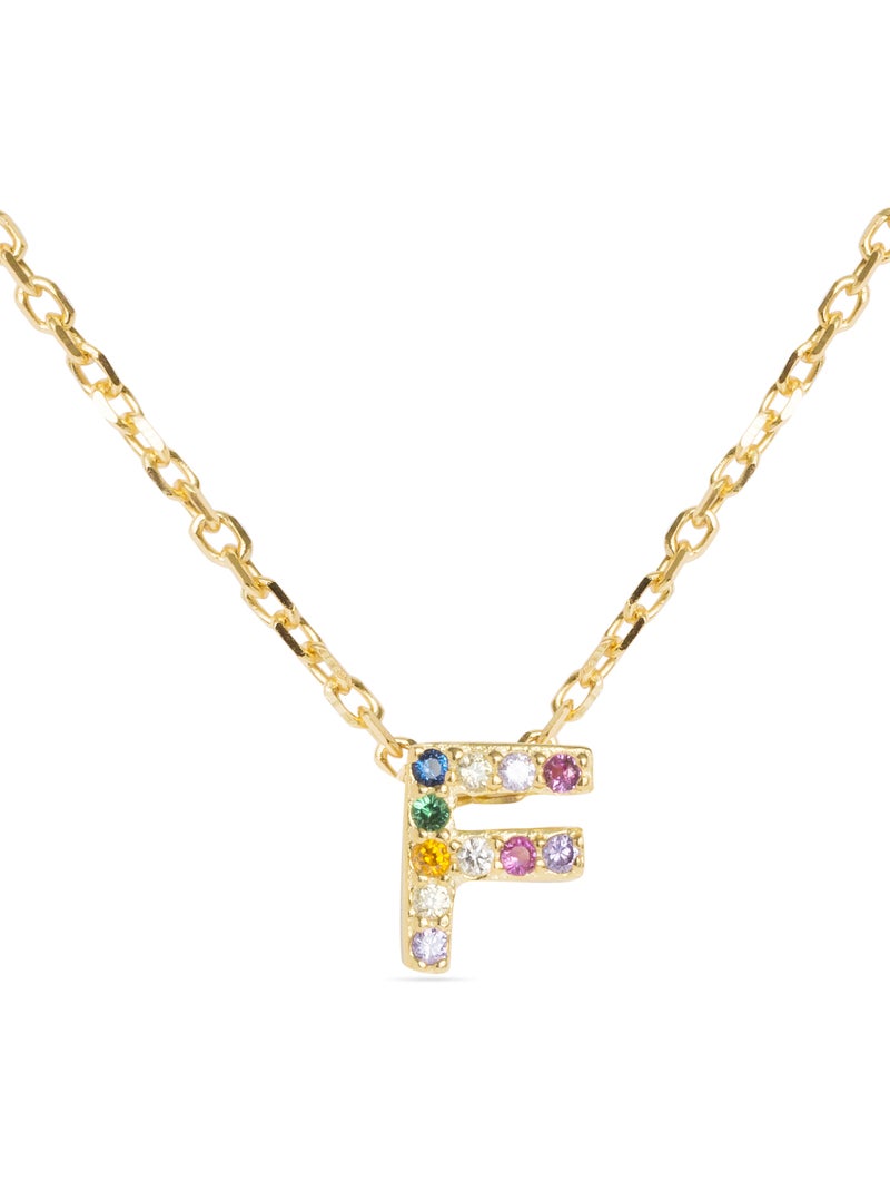 Collier Luxenter en argent 925 avec zircons multicolores finis et plaqué or 18k - Alphabet Multicolore - Kiabi