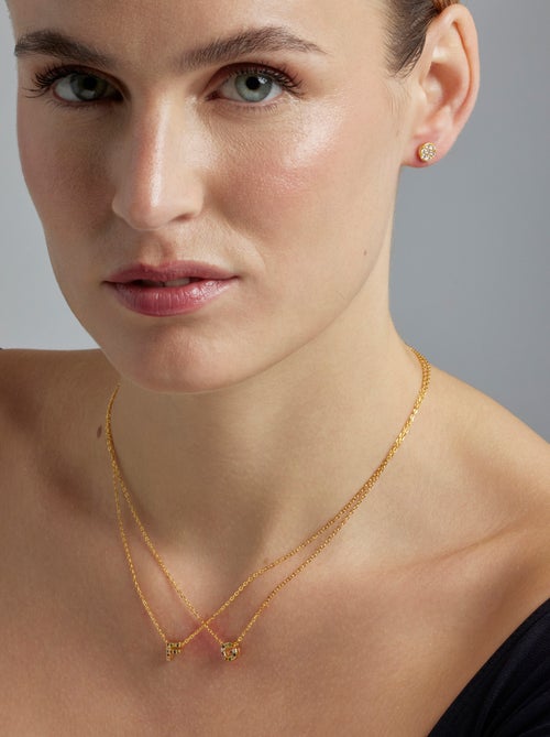 Collier Luxenter en argent 925 avec zircons multicolores finis et plaqué or 18k - Alphabet - Kiabi