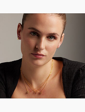 Collier Luxenter en argent 925 avec zircons multicolores finis et plaqué or 18k - Alphabet