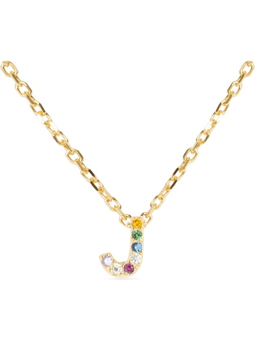Collier Luxenter en argent 925 avec zircons multicolores finis et plaqué or 18k - Alphabet - Kiabi