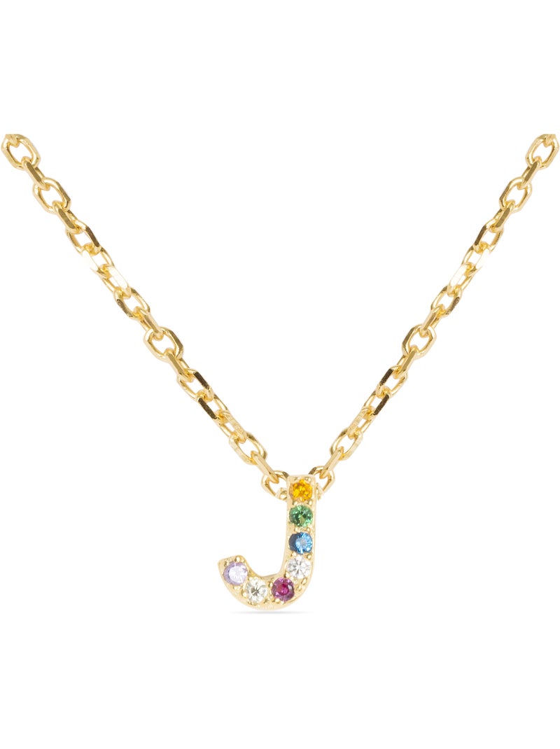 Collier Luxenter en argent 925 avec zircons multicolores finis et plaqué or 18k - Alphabet Multicolore - Kiabi