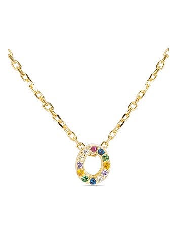 Collier Luxenter en argent 925 avec zircons multicolores finis et plaqué or 18k - Alphabet